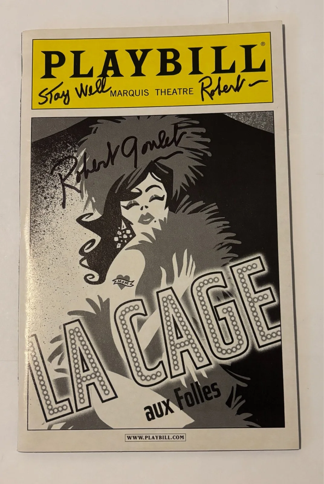 Robert Goulet — La Cage aux Folles- Broadway Playbill - Autograph- Robert Goulet