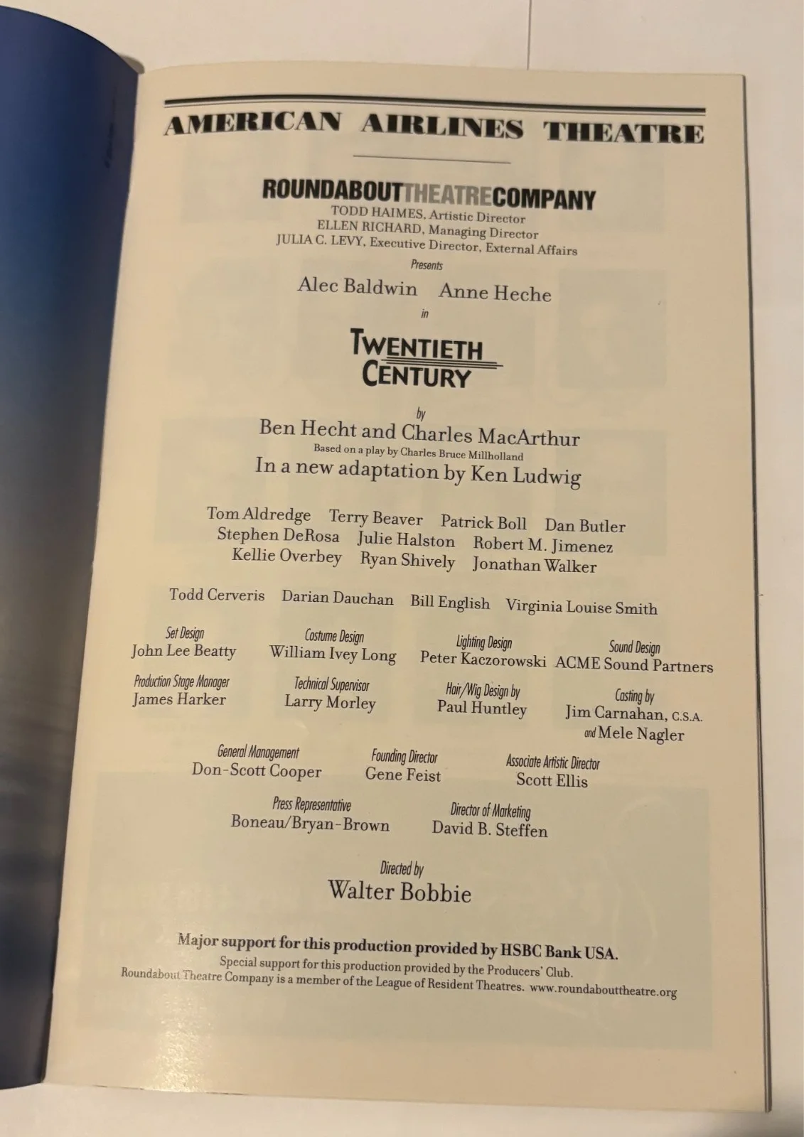 Alec Baldwin — Twentieth Century - Broadway Playbill - Autograph- Alec Baldwin, image 2