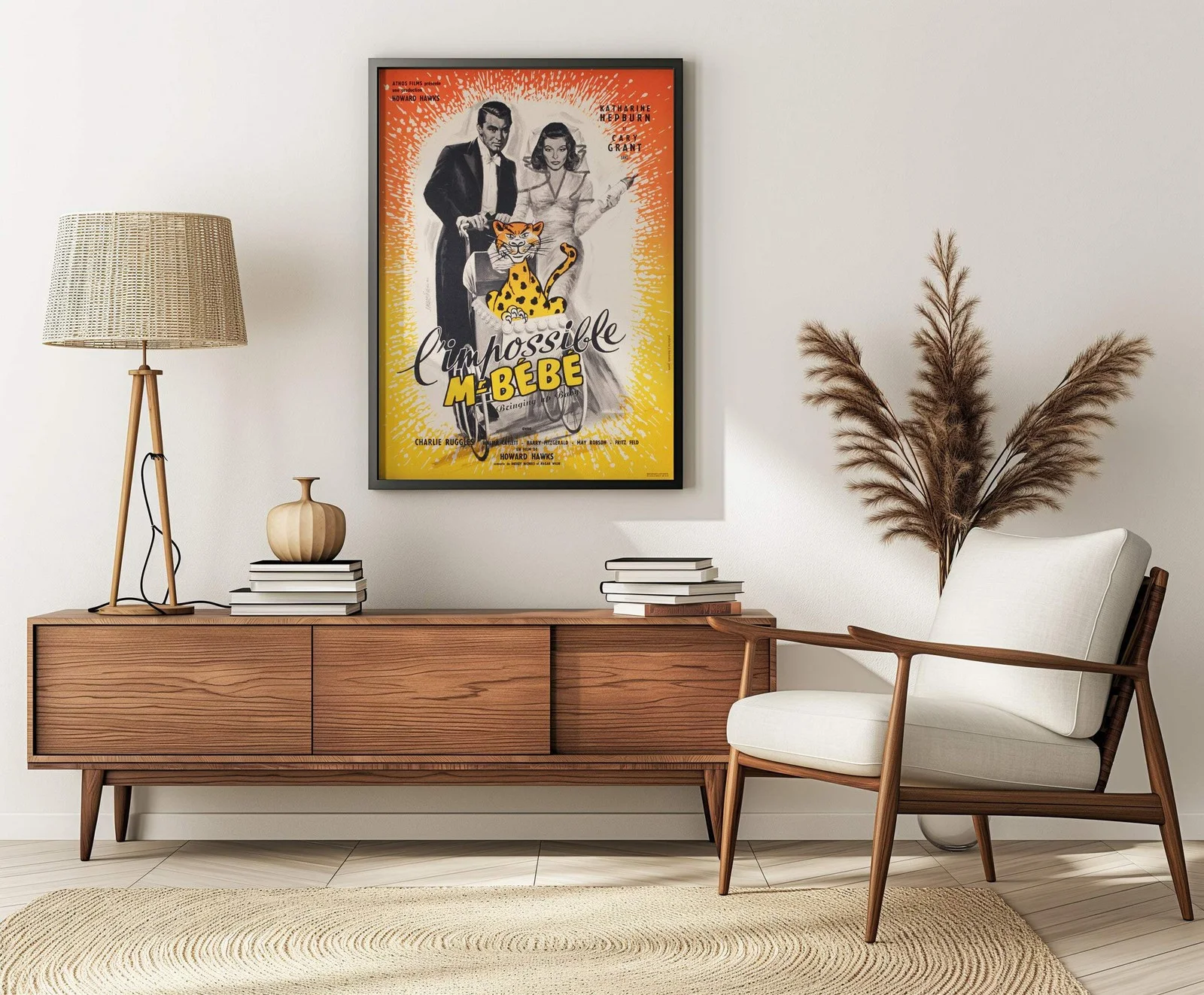 Bringing Up Baby R1950s French Moyenne Film Poster Jean Mascii, изображение 2