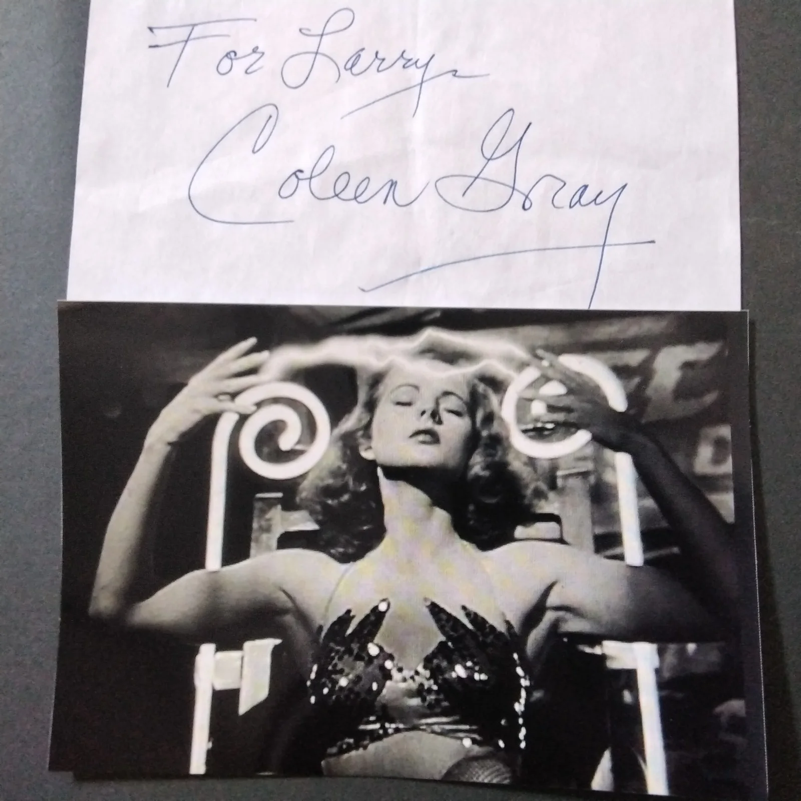Coleen Gray SIGNED Paper Photo 40s Film TV Actress Nightmare Alley Kiss of Death, изображение 2