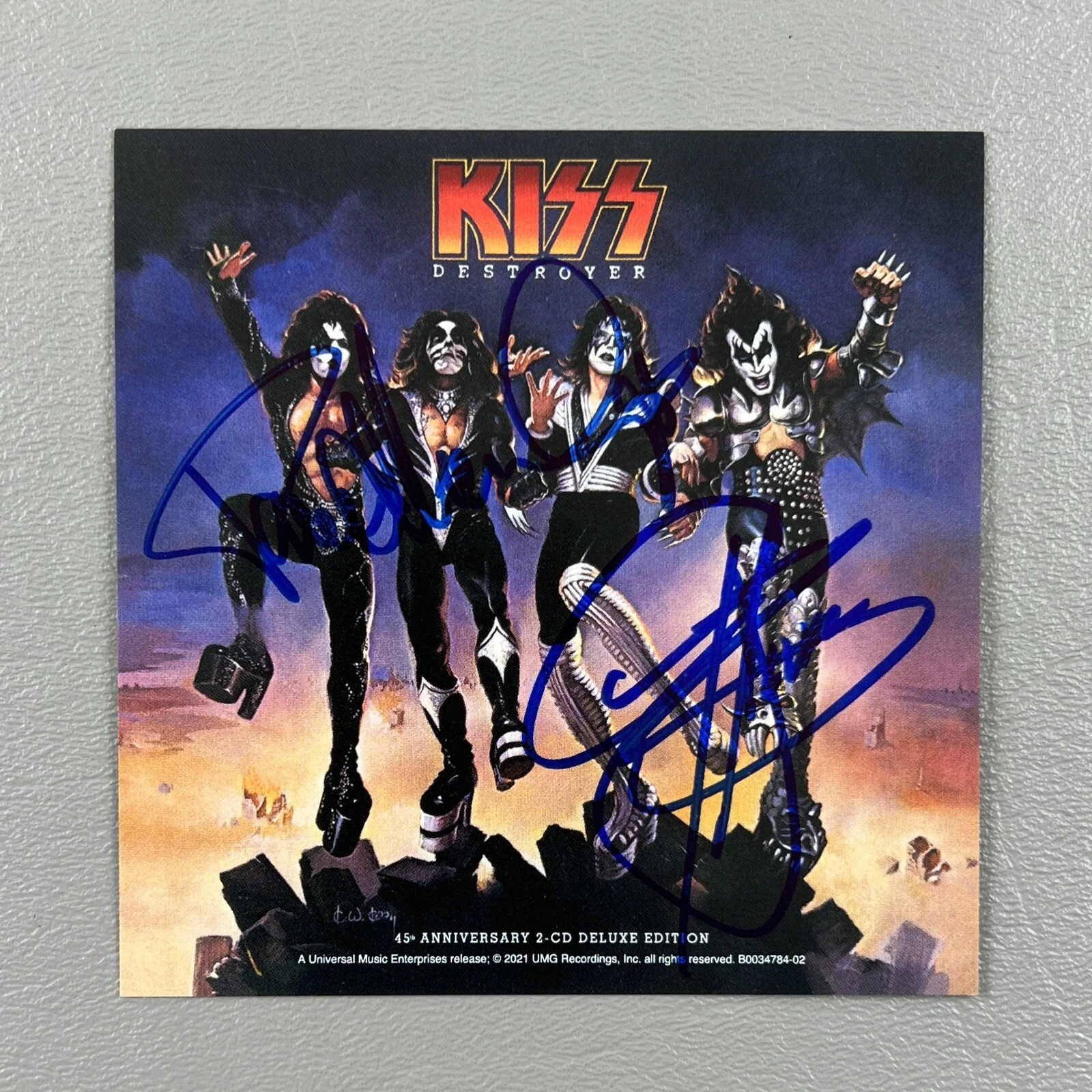 Kiss SIGNED Kiss Destroyer 45th Art Card GV936319 Gene Simmons Paul Stanley CD, изображение 2