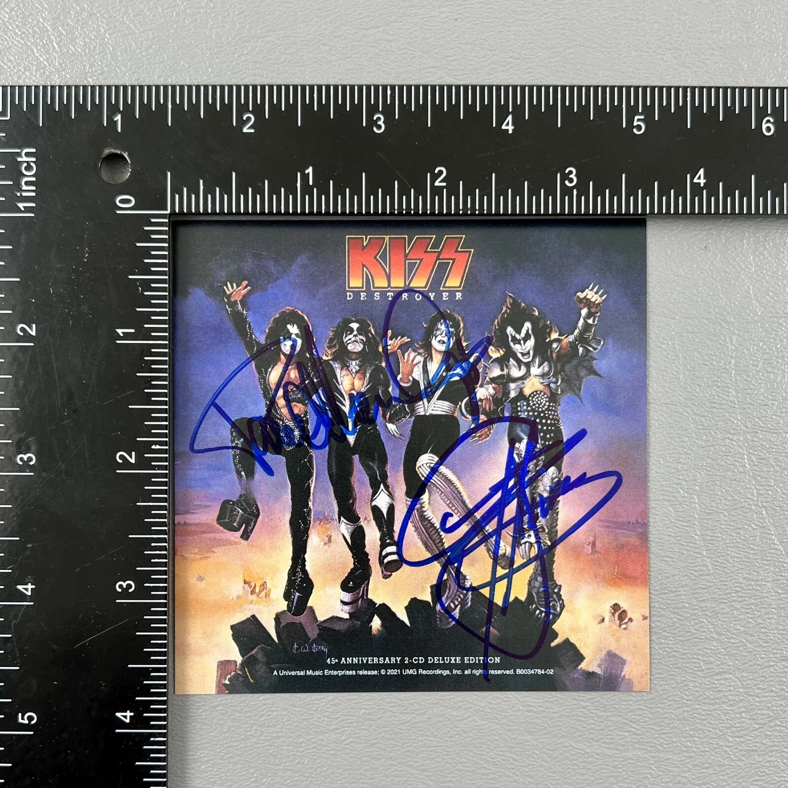 Kiss SIGNED Kiss Destroyer 45th Art Card GV936319 Gene Simmons Paul Stanley CD, изображение 4