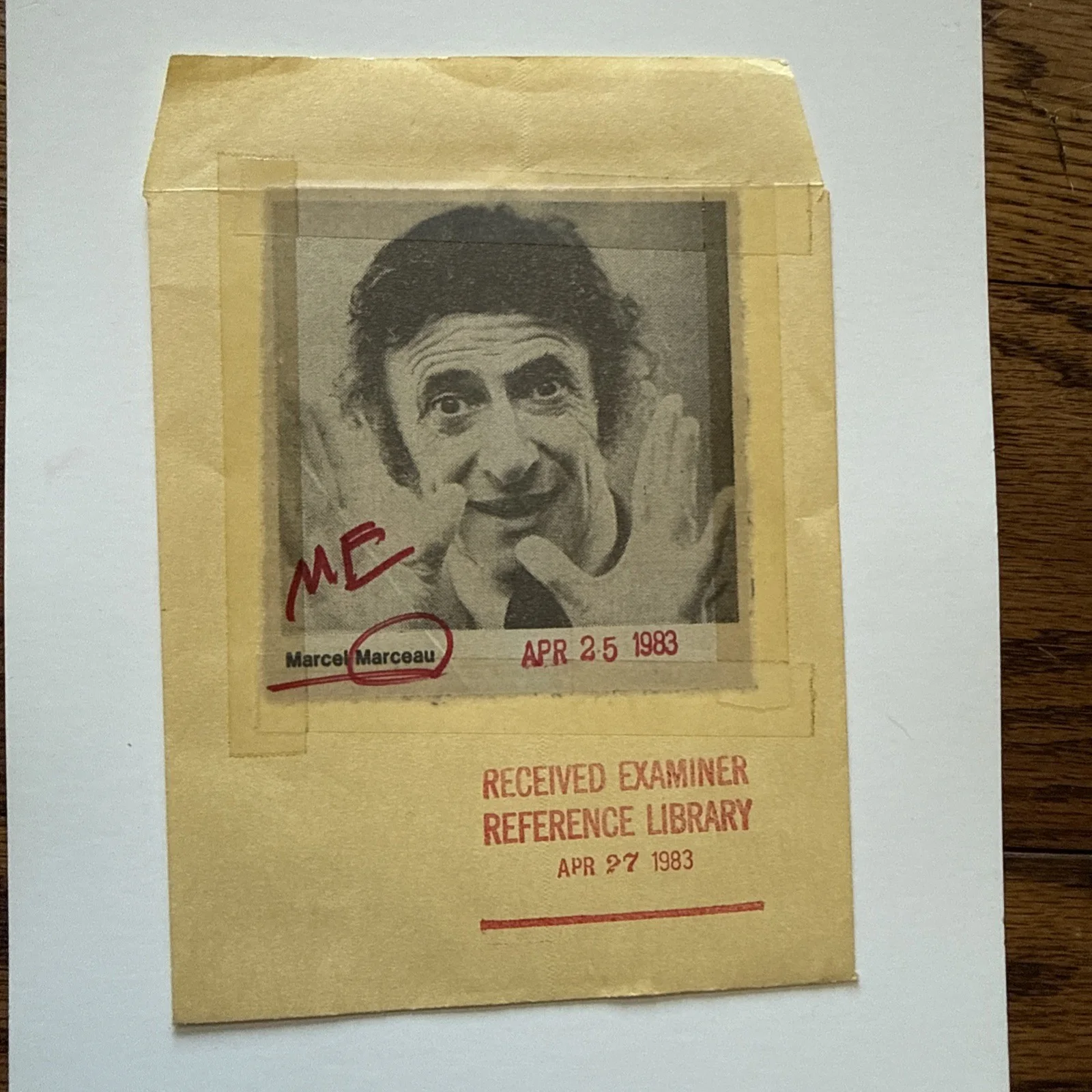 1983 Marcel Marceau Original Dated Photograph Reference Library 3-3/8 X 3-1/4, image 3