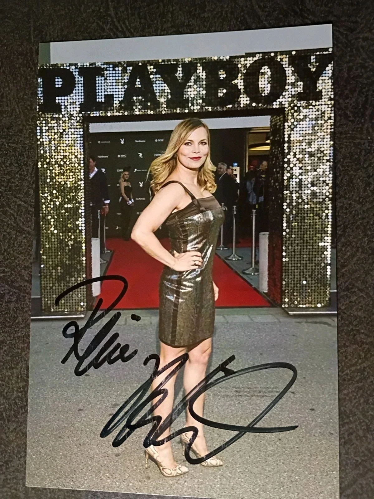 BOBBIE SHAW — REGINA HALMICH 2 Hand Signed Autograph 4X6 Photo S -- SEXY MODEL & BOXER, image 2