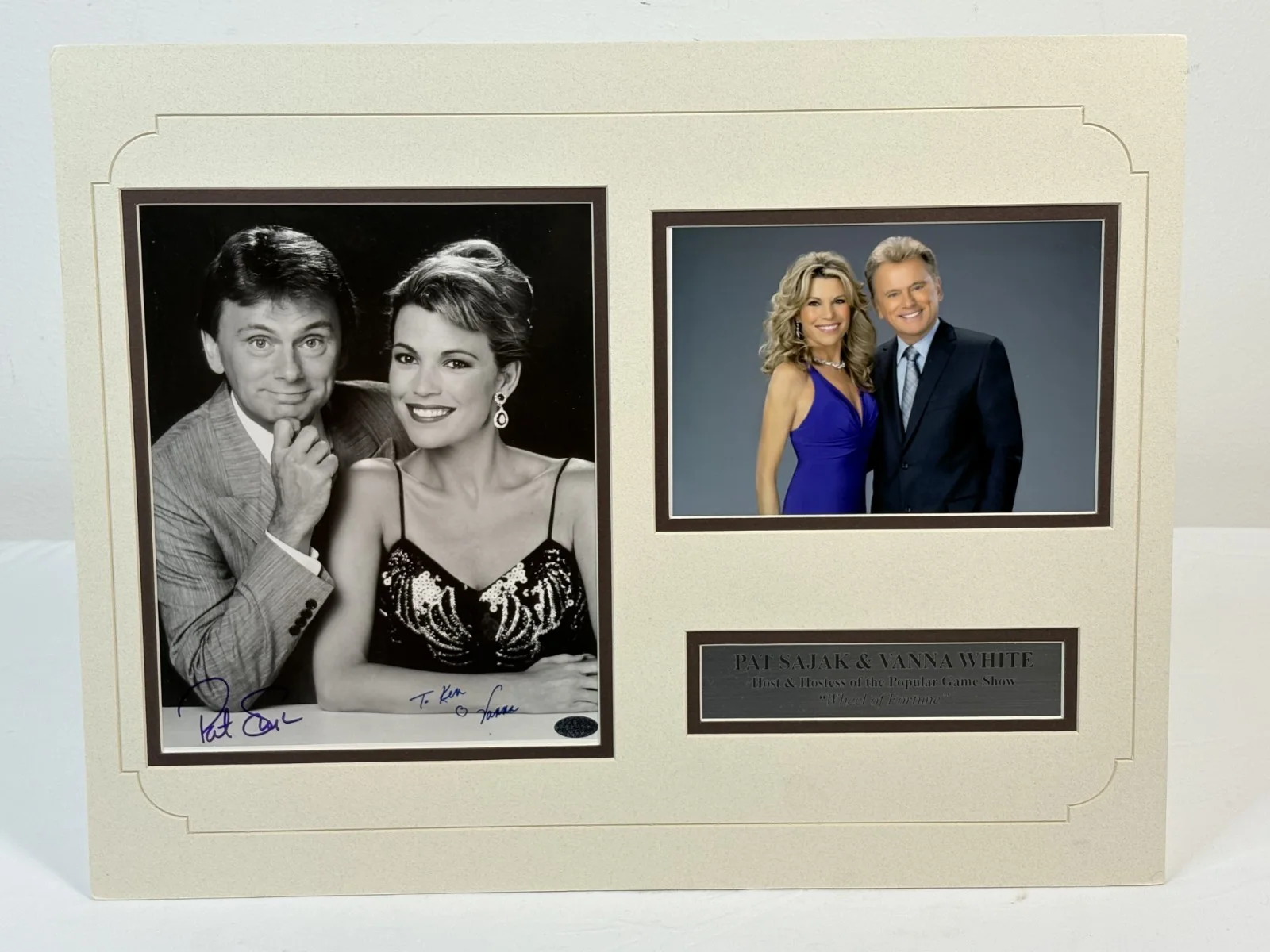 AUTOGRAPHED PAT SAJAK AND VANNA WHITE 8x10 COLLAGE, image 2