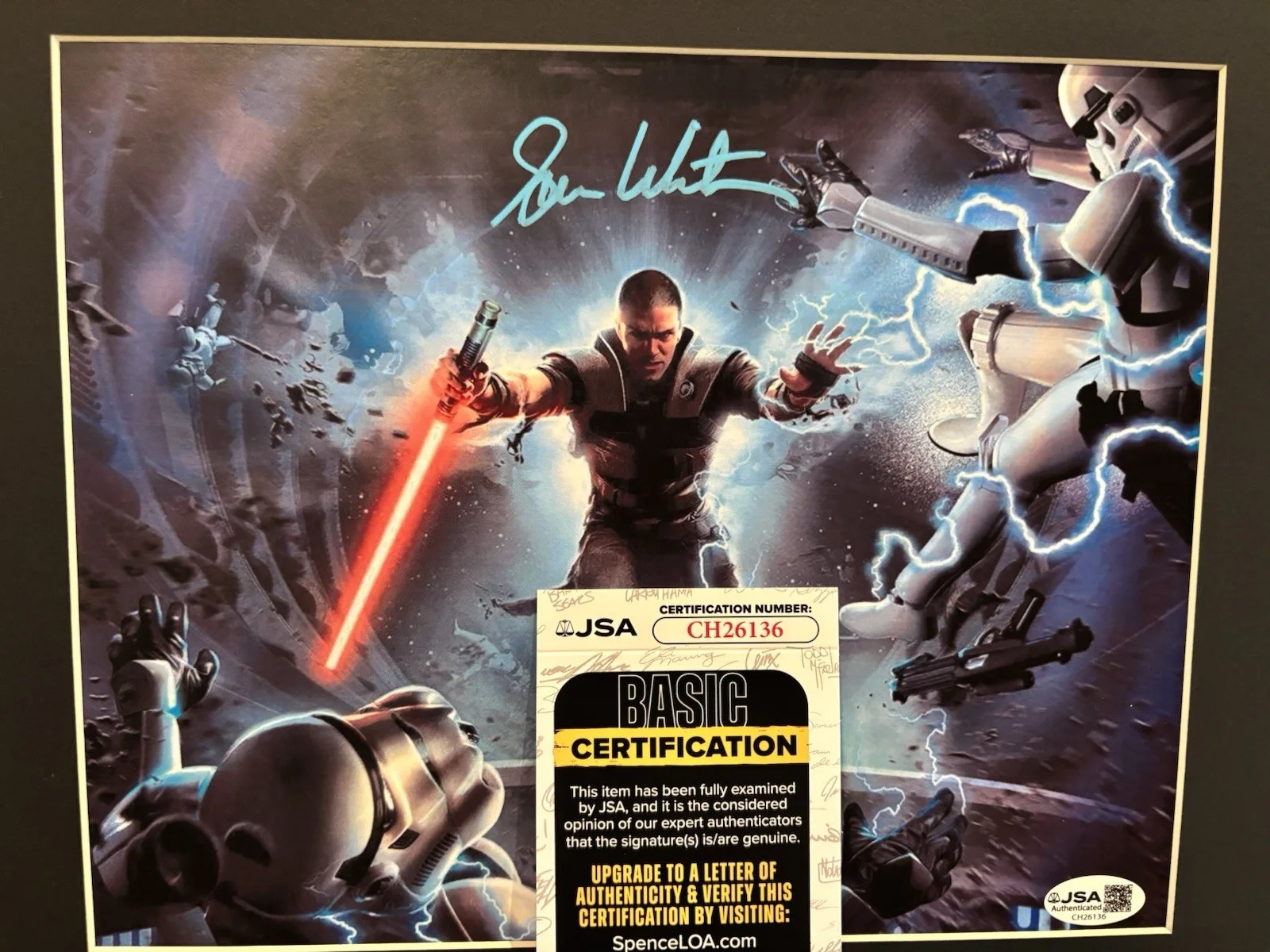 Sam Witwer — Star Wars The Force Unleashed Sam Witwer Autograph Starkiller JSA COA Framed Art, image 3