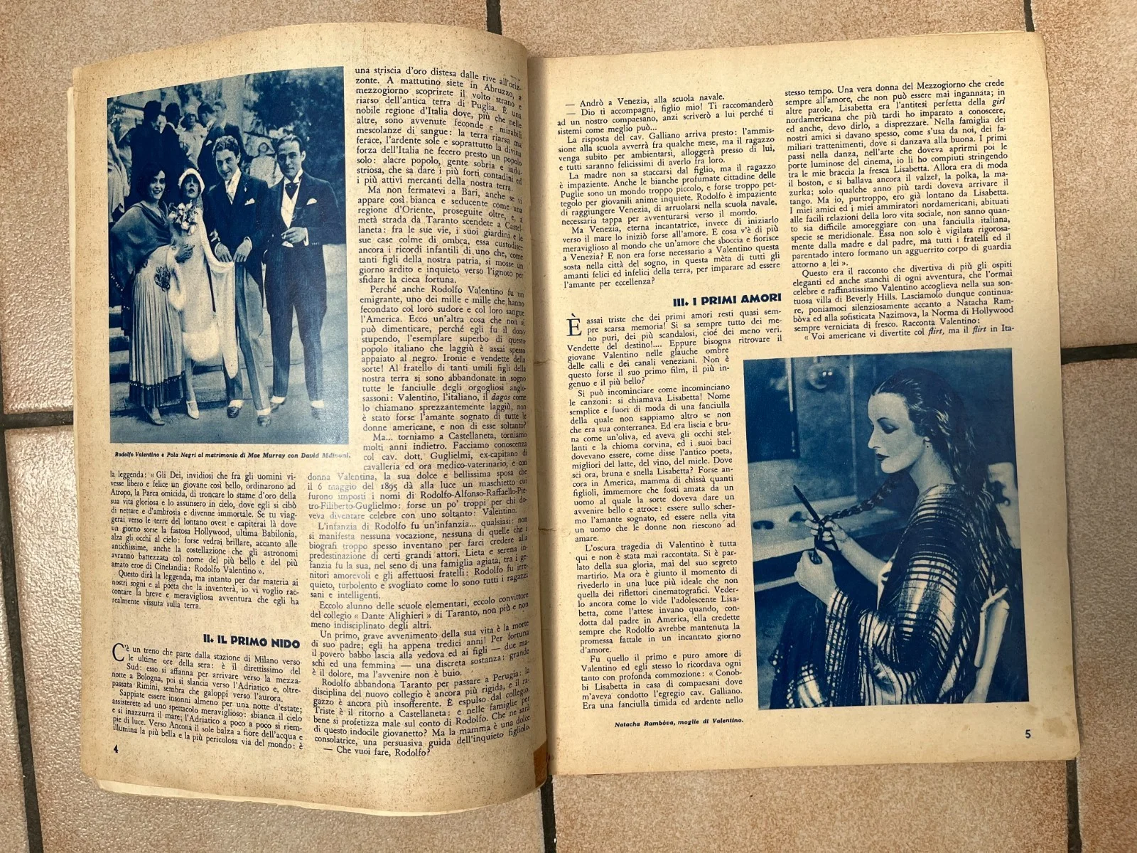 Vintage RUDOLPH VALENTIO 'Il Tragico Romanzo Della Sua Vita' Italien Mag 1933, изображение 4