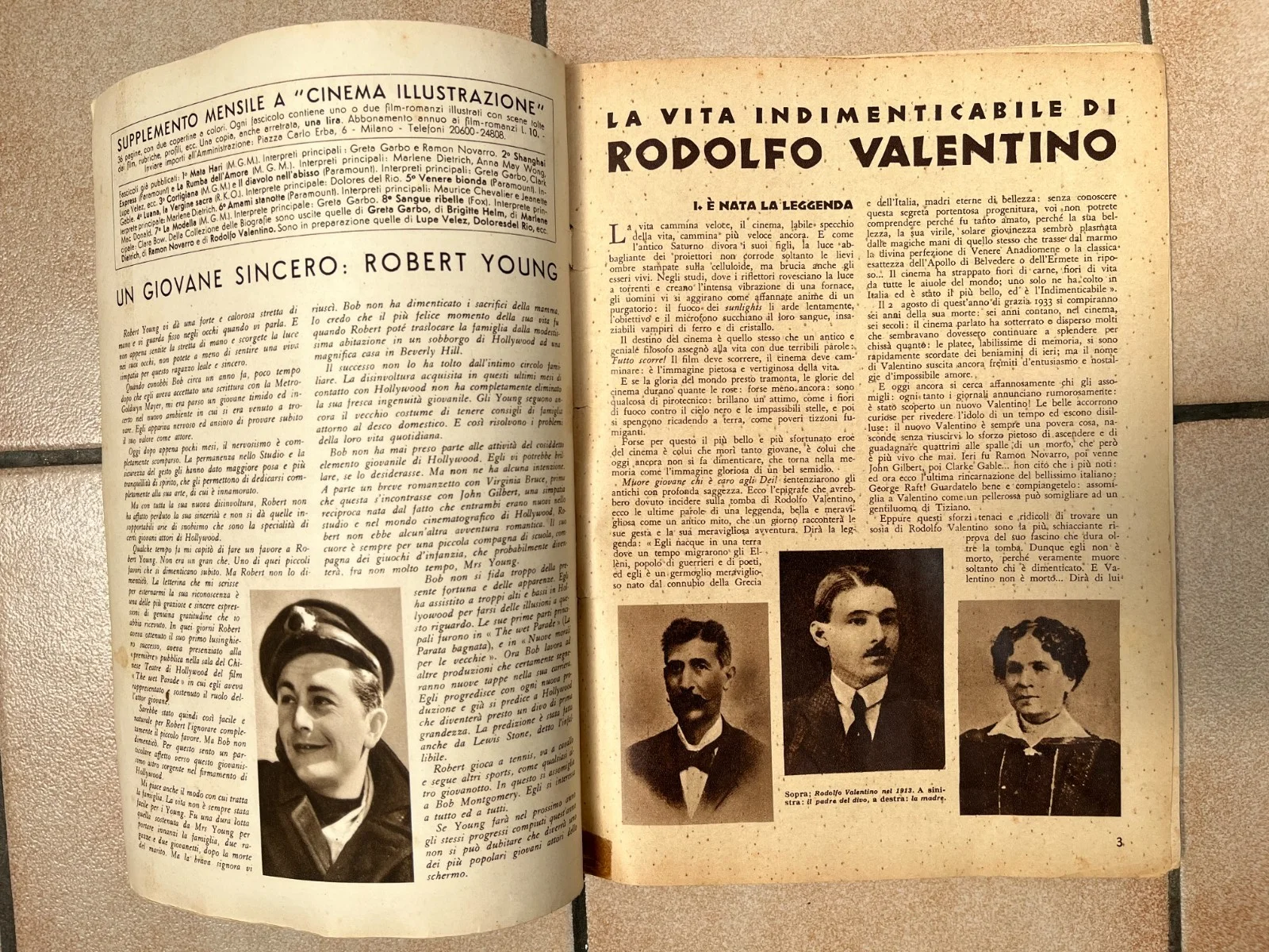 Vintage RUDOLPH VALENTIO 'Il Tragico Romanzo Della Sua Vita' Italien Mag 1933, изображение 5