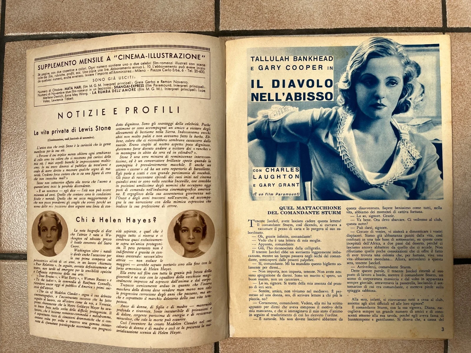 Vintage GRETA GARBO TALLULAH BANKHEAD CLARK GABLE GARY COOPER Italien Mag 1932, изображение 3