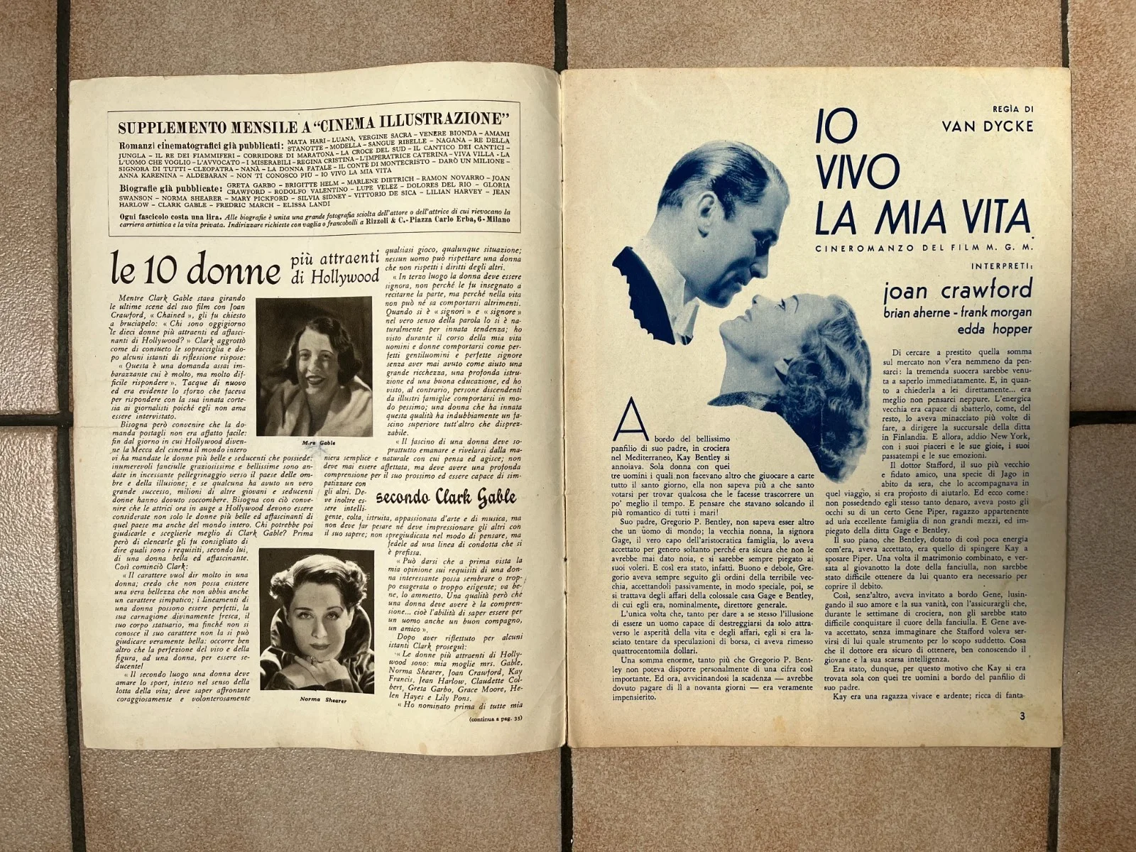Vintage JOAN CRAWFORD FRANCHOT TONE BRIAN AHERN Italien Mag 1936, изображение 5