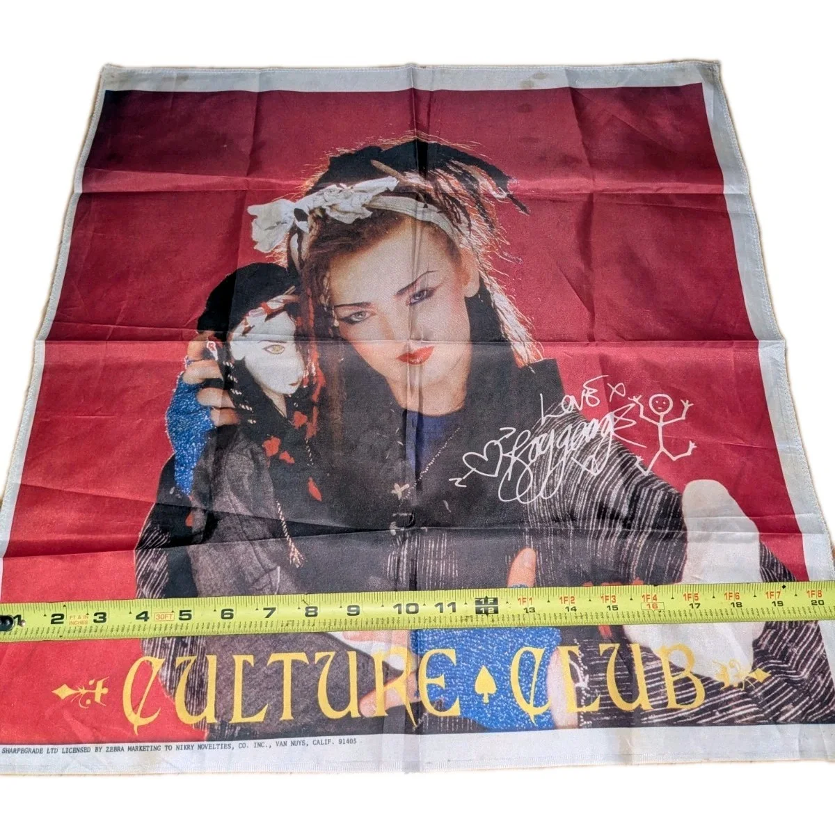 Vintage 1984 Rare Boy George Culture Club Banner Flag Wall Hanging 21" X 21", изображение 3