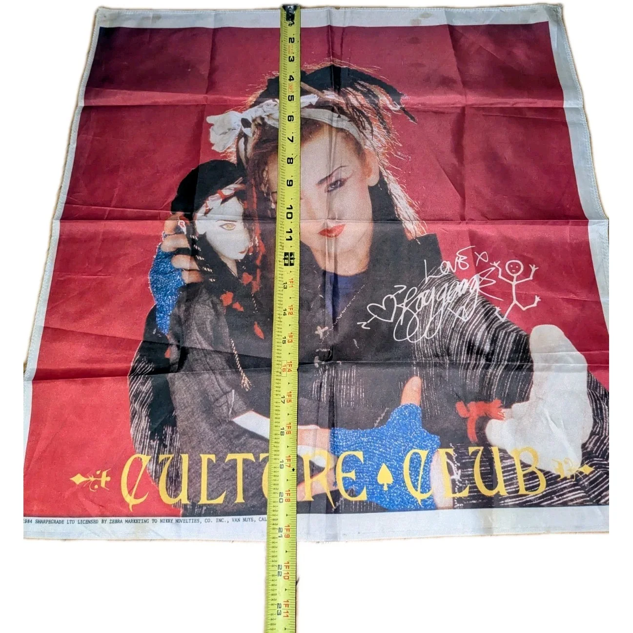 Vintage 1984 Rare Boy George Culture Club Banner Flag Wall Hanging 21" X 21", изображение 4