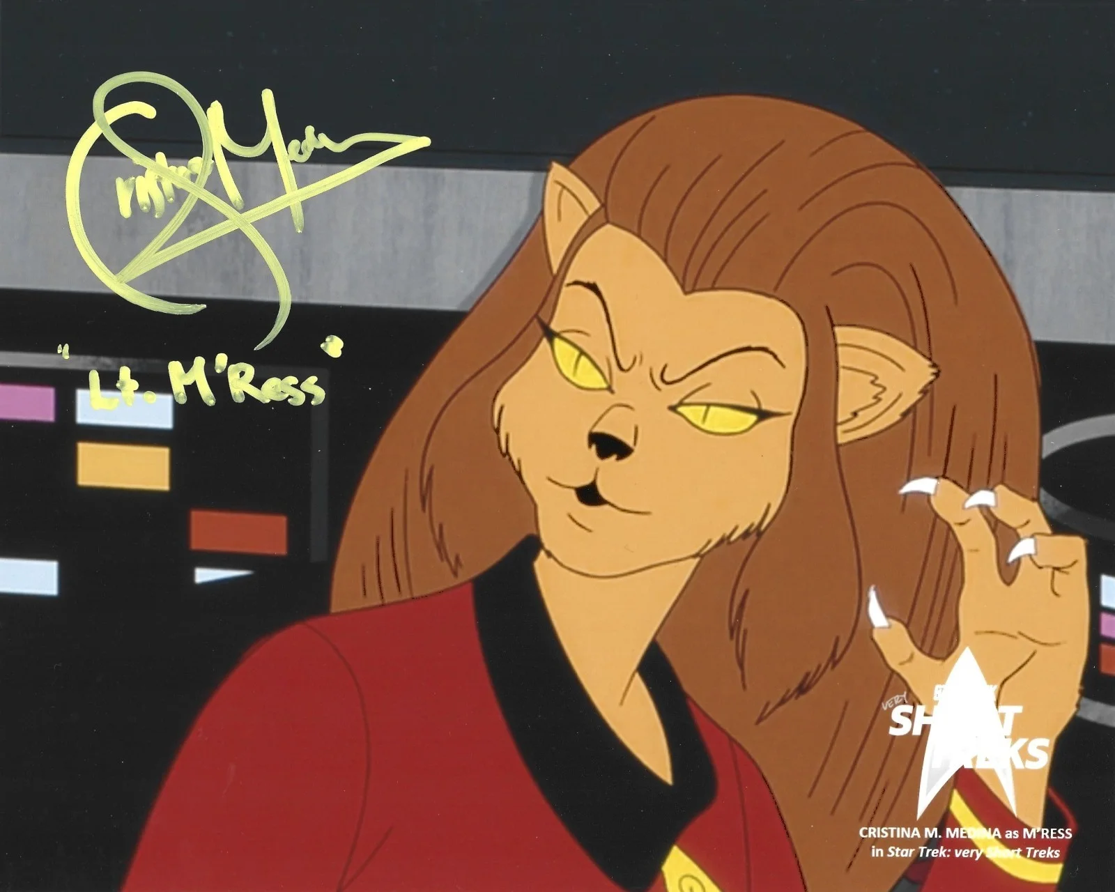Cristina M. Medina — RARE Cristina M. Medina Animated Star Trek Signed M'Ress 8x10 Photo Autograph