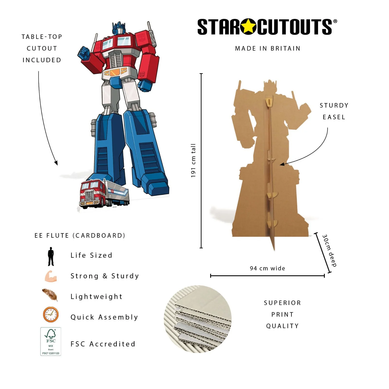 Optimus Prime Transformers Animation Style Cardboard Cutout & Free Mini Standee, изображение 4
