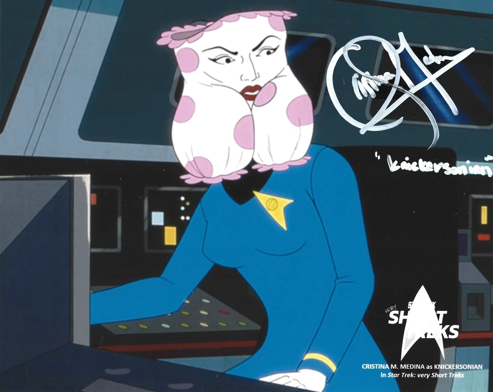 Cristina M. Medina — RARE Cristina Medina Animated Star Trek Signed Knickersoian 8x10 Photo Autograph