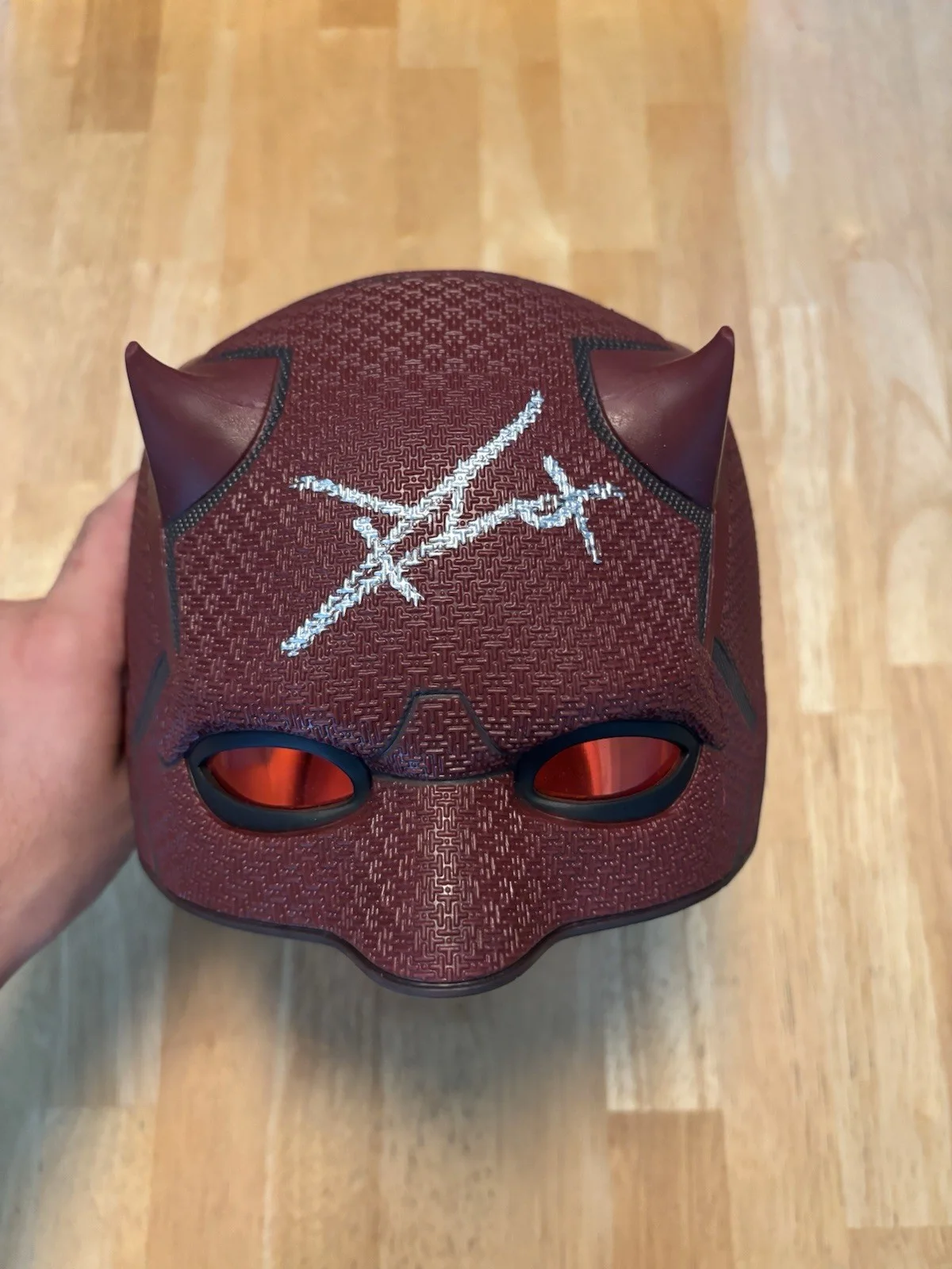 CHARLIE COX SIGNED DAREDEVIL BORN AGAIN MASK MARVEL LEGENDS AUTO JSA COA, image 3