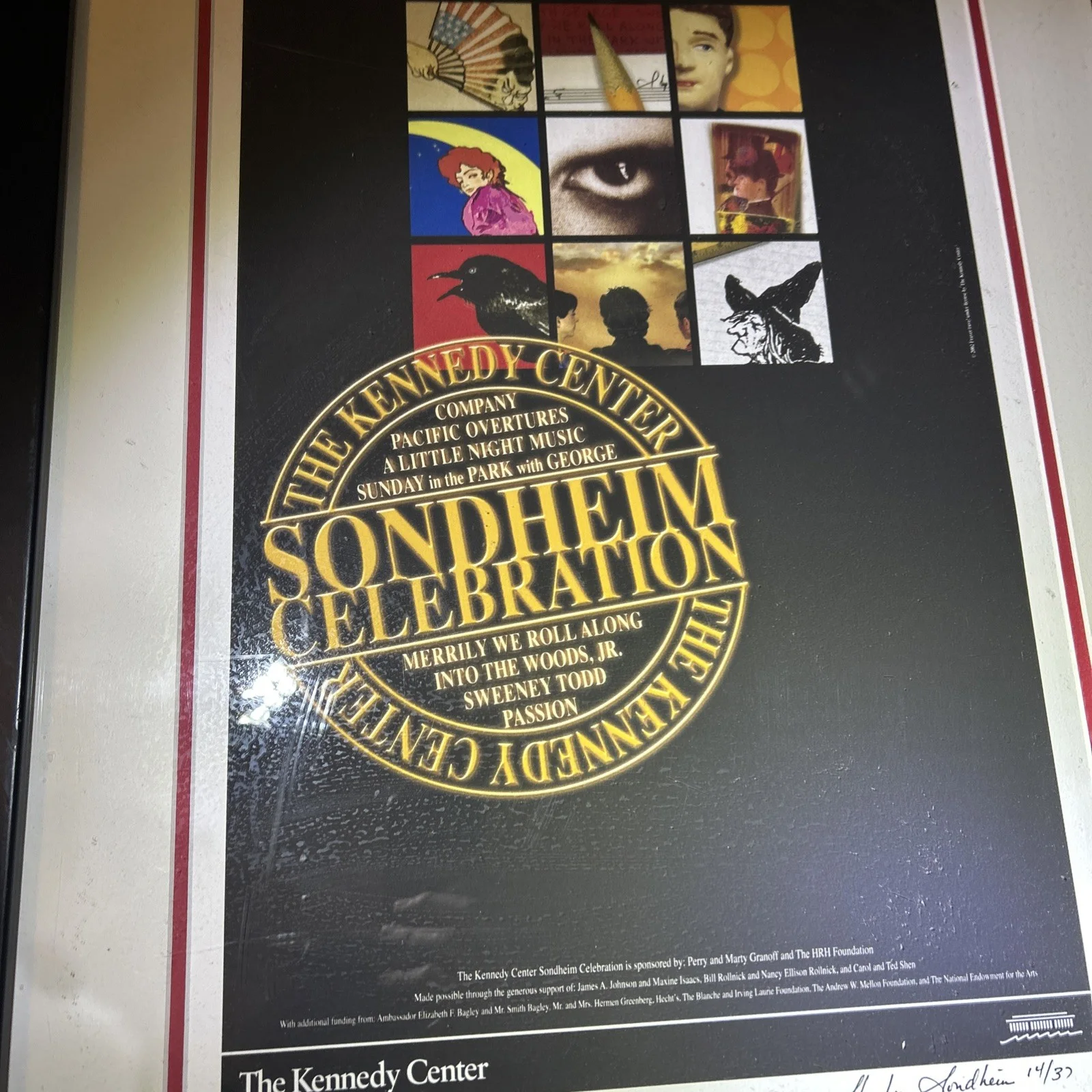 Stephen Sondheim Signed Poster Numbered Kennedy Center Rare Image Appr. 13x21, изображение 3