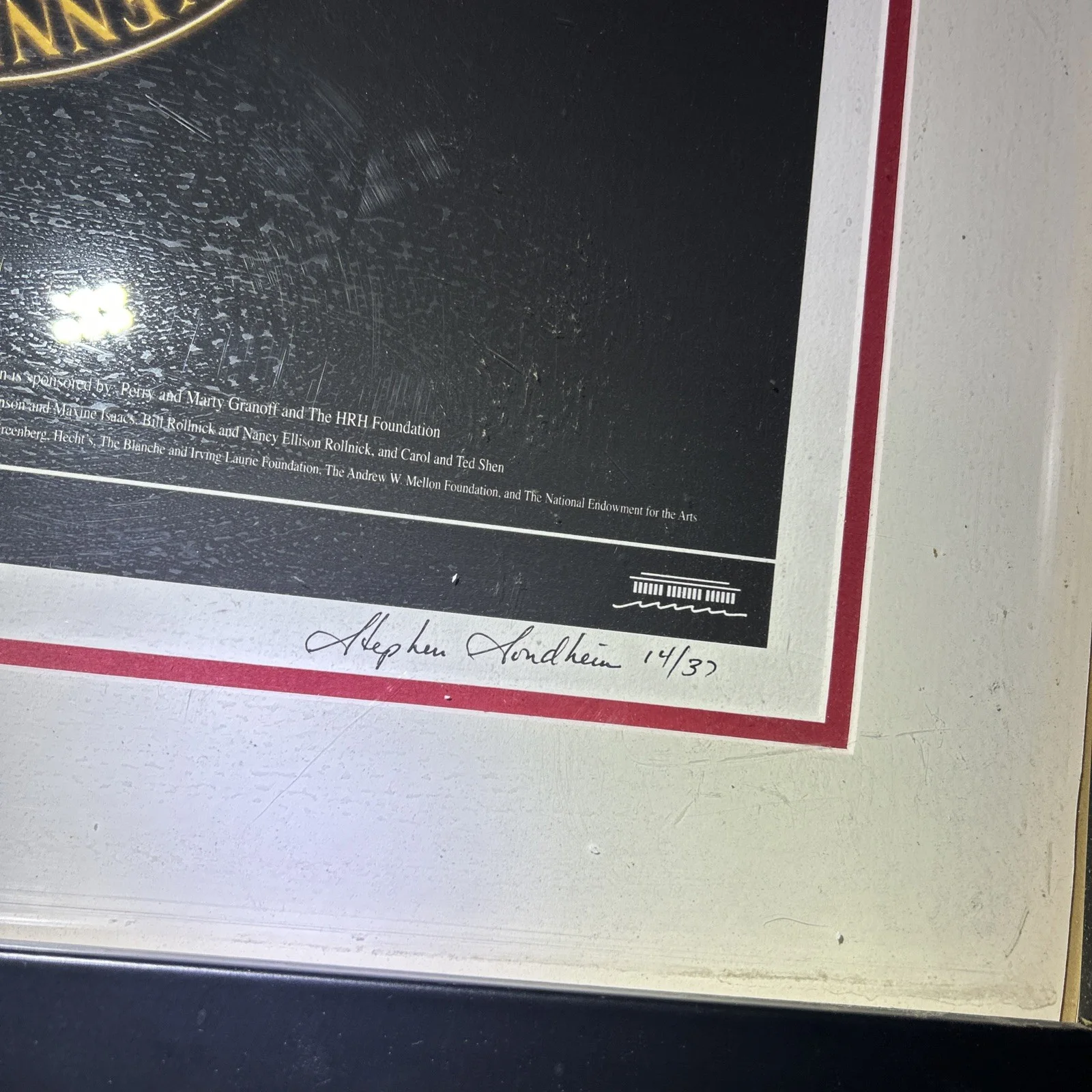 Stephen Sondheim Signed Poster Numbered Kennedy Center Rare Image Appr. 13x21, изображение 4