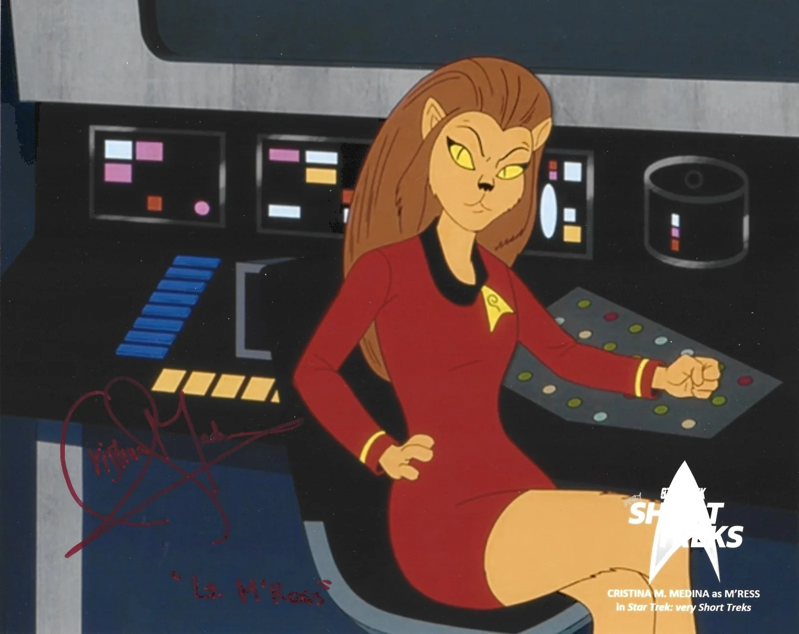 Cristina M. Medina — RARE Cristina Medina Star Trek Signed Lt. M'Ress 8x10 Photo & Marker Autograph