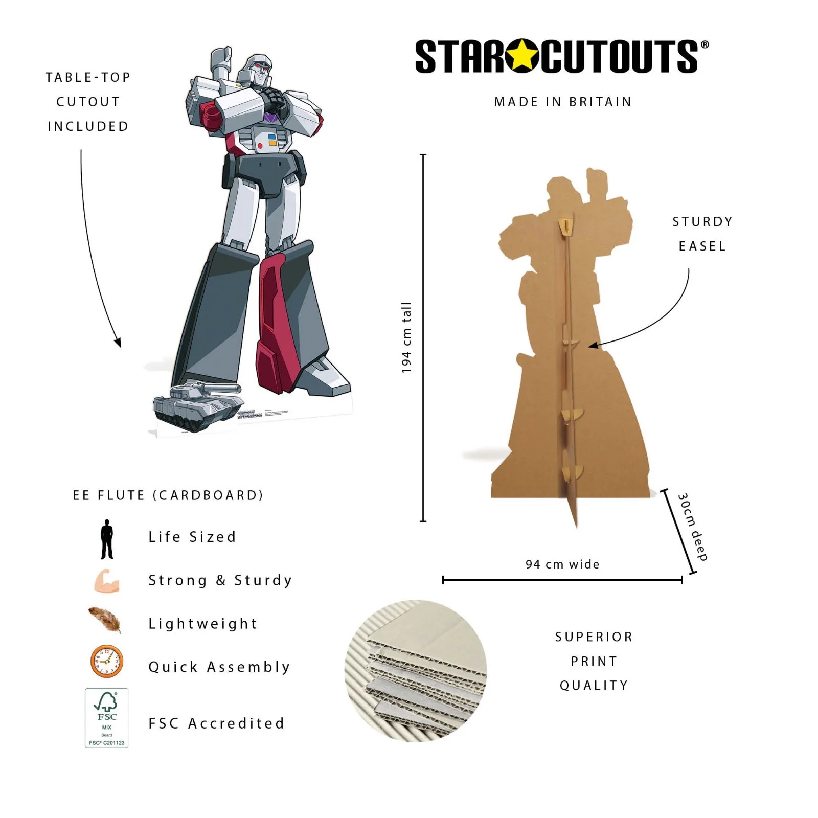 Megatron Transformers Animation Style Cardboard Cutout and Free Mini Standee, image 4