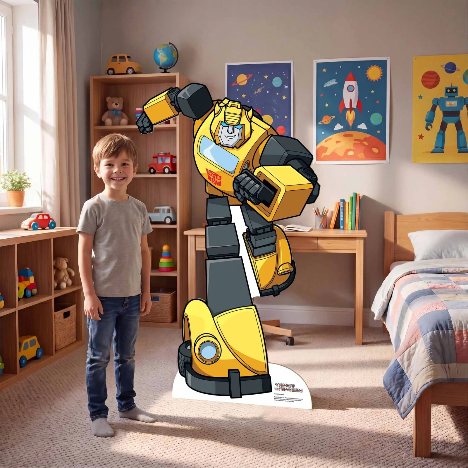 Bumblebee Transformers Animation Style Cardboard Cutout and Free Mini Standee, image 2