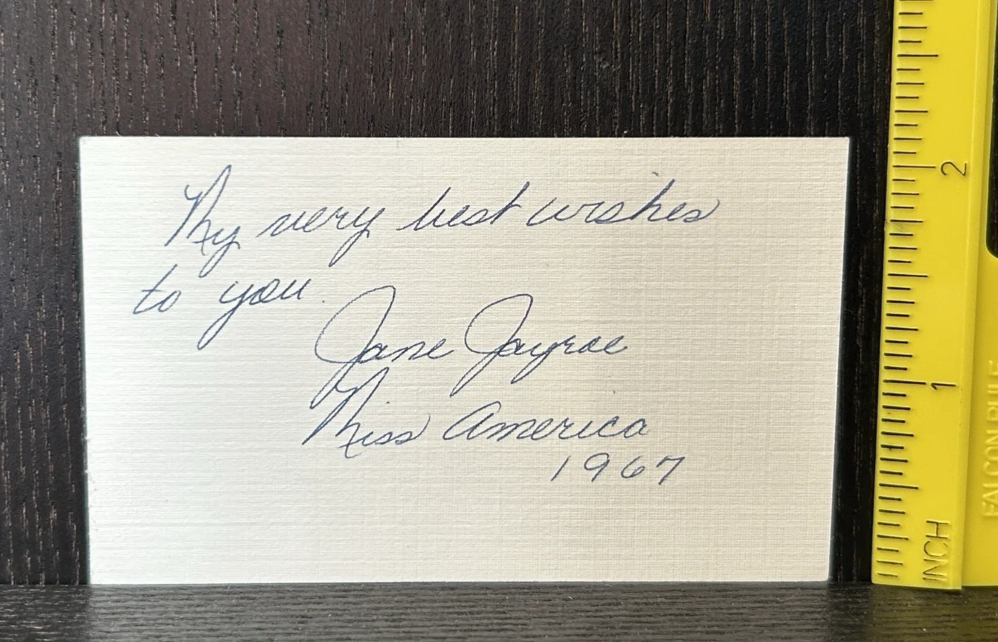 Jane Jayroe — JANE JAYROE VINTAGE SIGNED CARD Miss America 1967 Original Autograph BROADCASTER, изображение 2