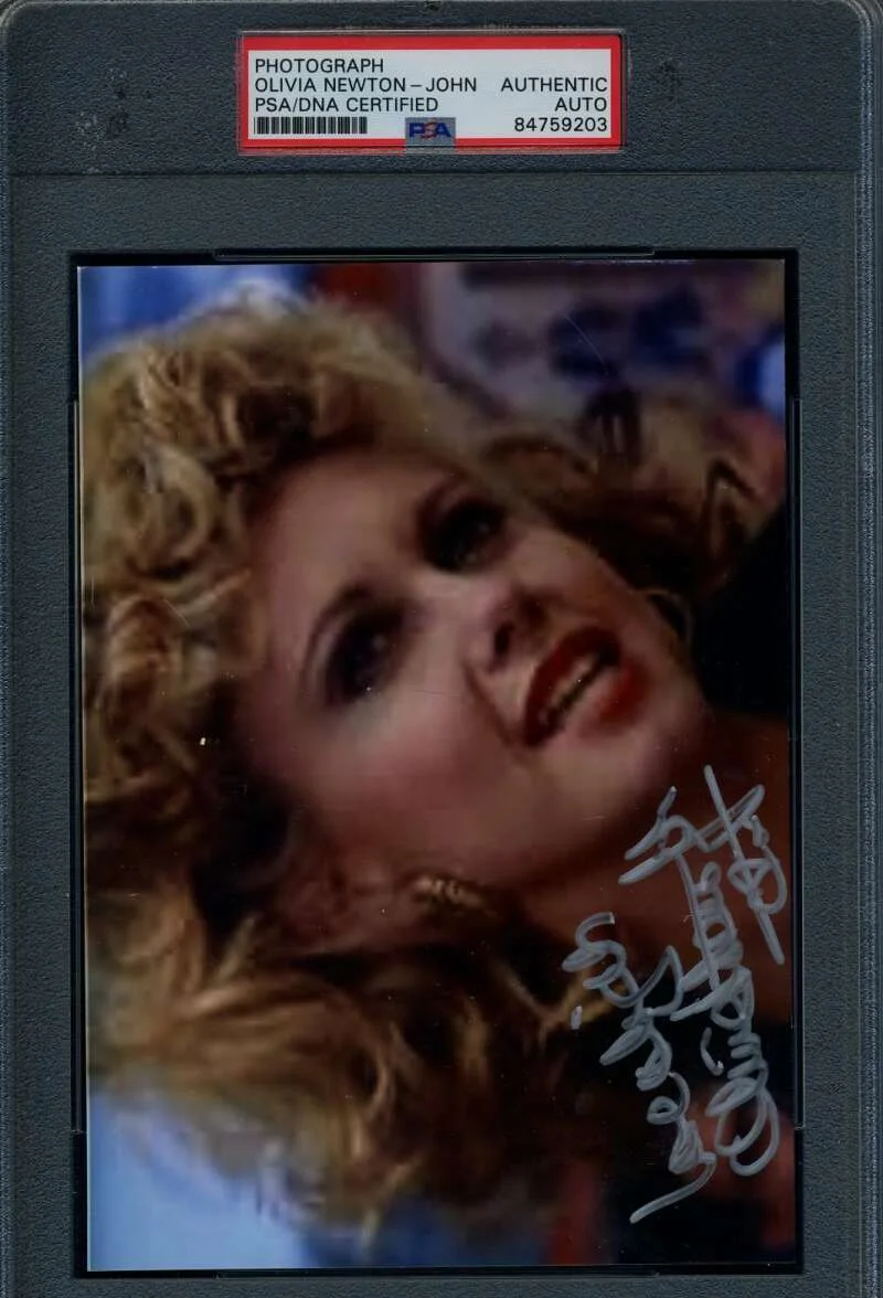 Olivia Newtoin John — Olivia Newton John PSA DNA Signed Grease Photo Grease Autographed