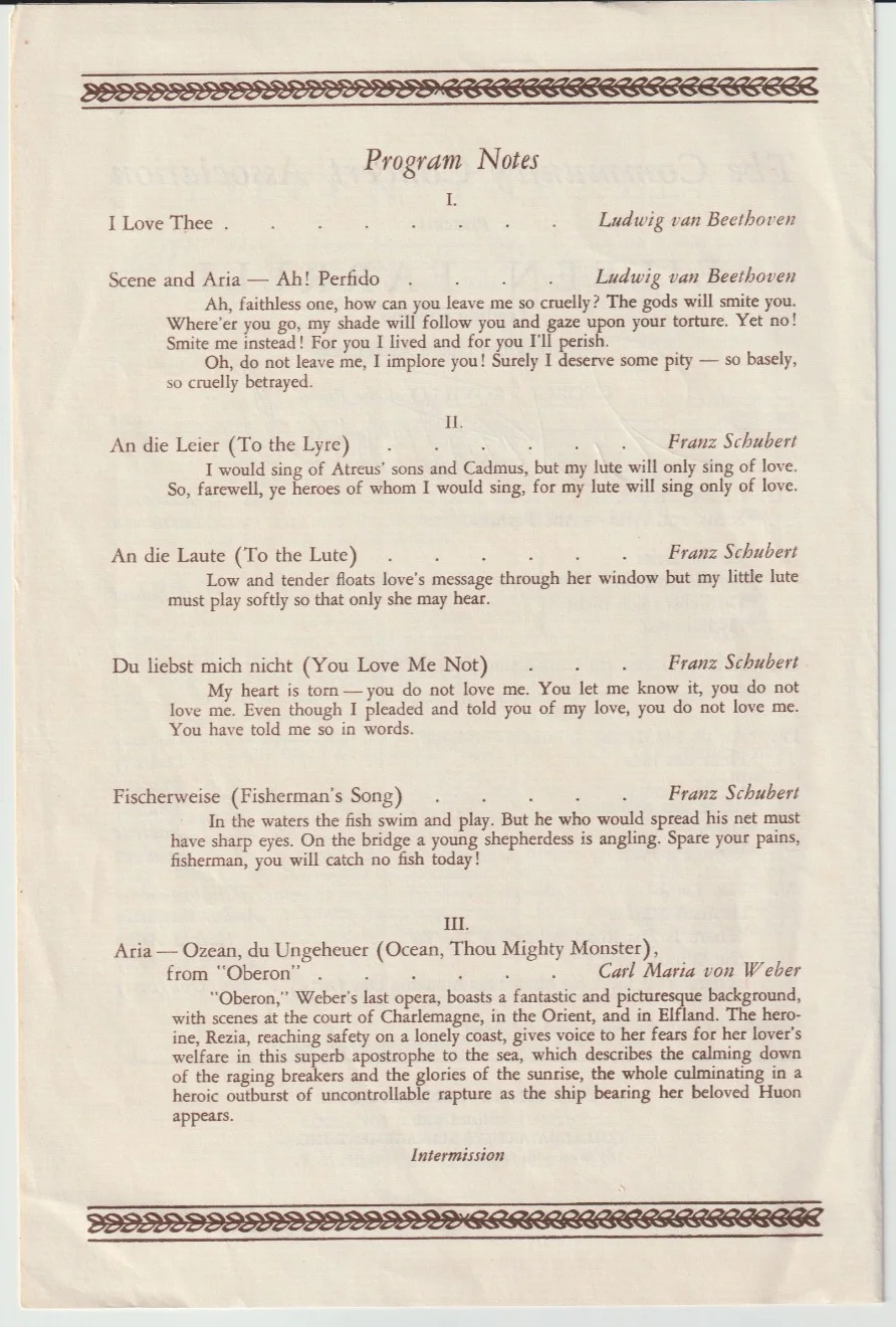 1960-61 Community Concert Association program signed by Eileen Farrell excellent, image 2