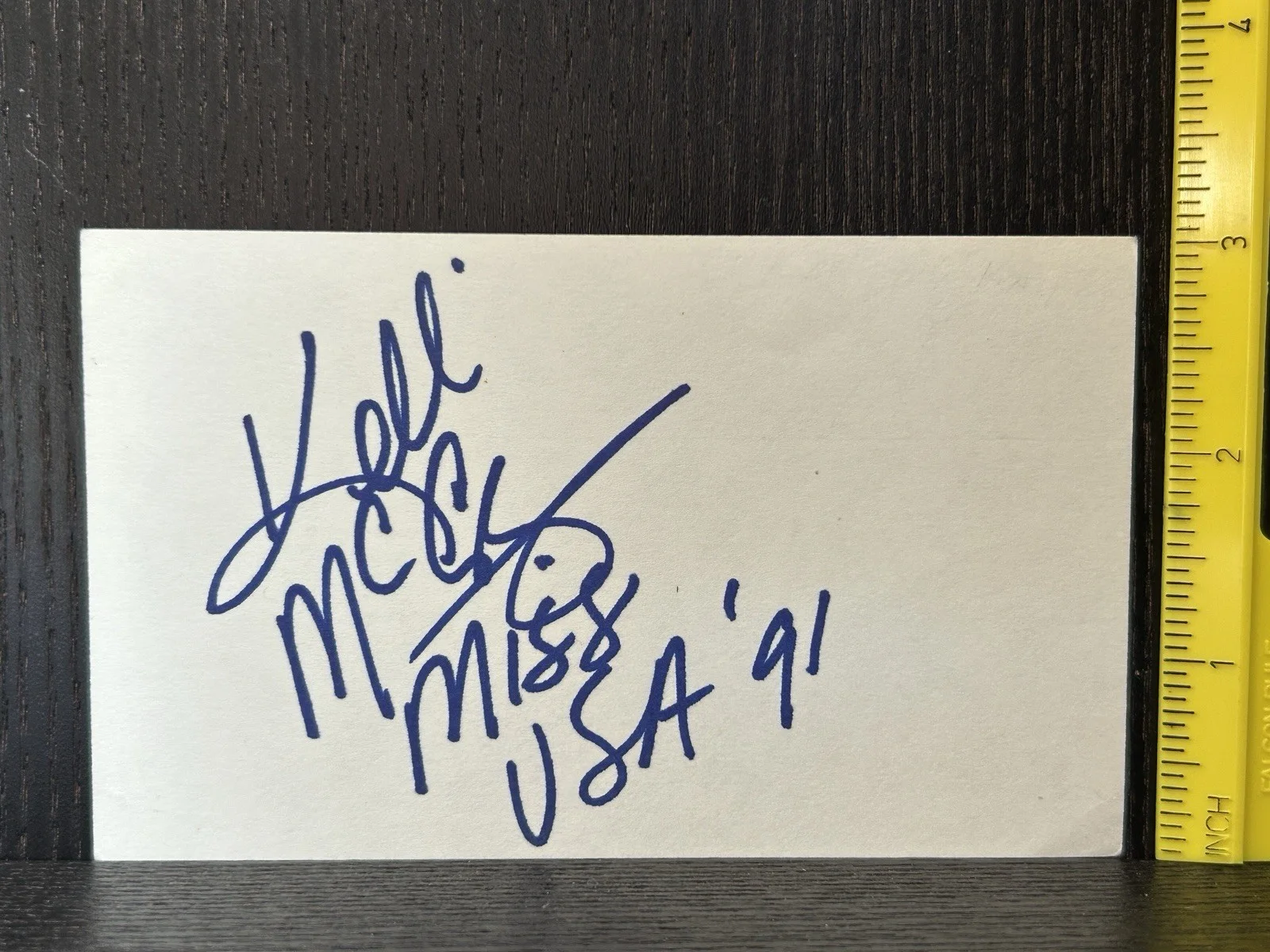 Kelli McCarty — KELLY MCCARTY HAND SIGNED INDEX CARD Miss USA 1991 Original Autograph PASSIONS, изображение 2