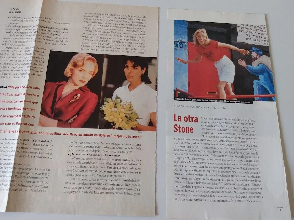 Sharon Stone - Lot of 20 Original Magazine Clippings Cuttings Argentina, изображение 3