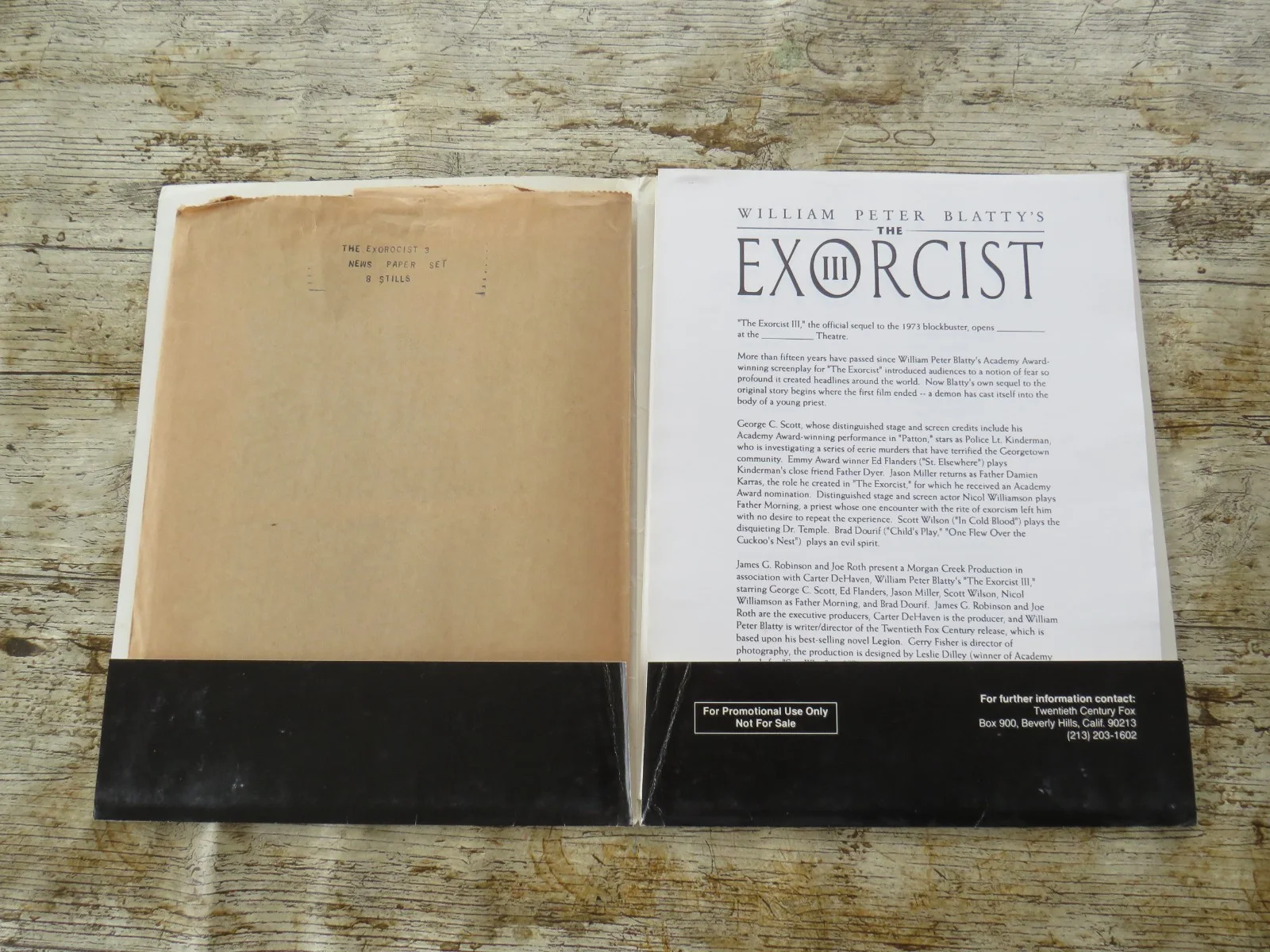 THE EXORCIST III ORIGINAL 1990 CINEMA FILM PRESS KIT George C. Scott PHOTOS, изображение 2