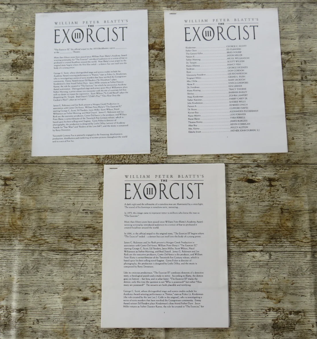THE EXORCIST III ORIGINAL 1990 CINEMA FILM PRESS KIT George C. Scott PHOTOS, изображение 3