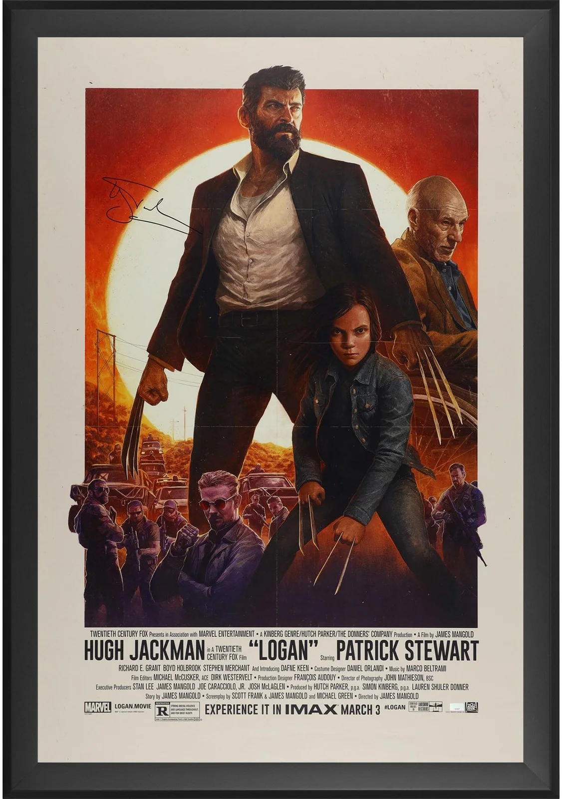 Hugh Jackman — Hugh Jackman Logan Framed Autographed 27" x 40" Movie Poster