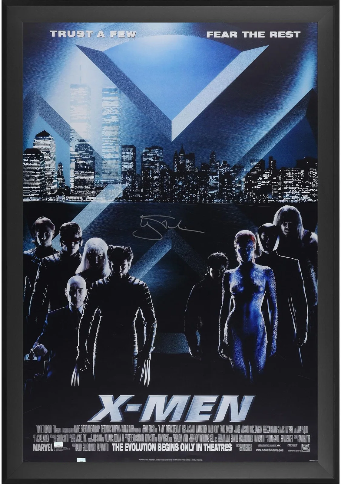 Hugh Jackman — Hugh Jackman X-Men Framed Autographed 27" x 40" Movie Poster