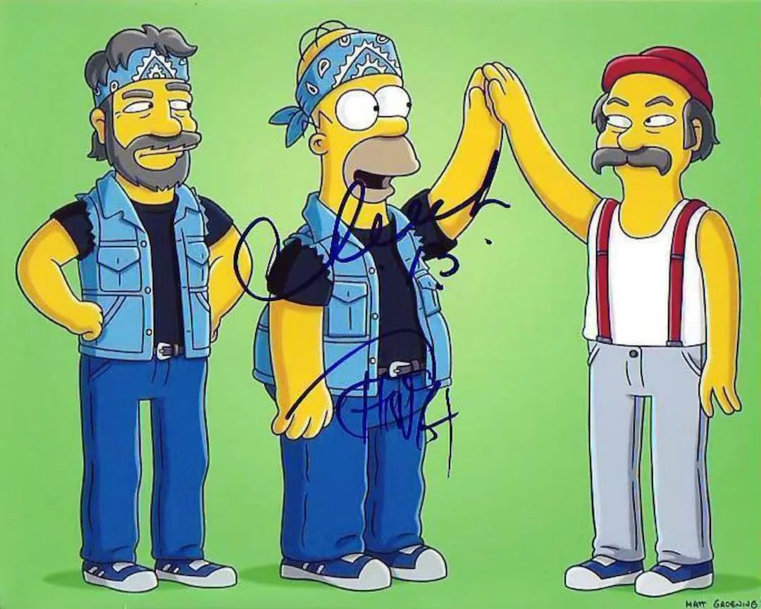 CHEECH MARIN TOMMY CHONG — CHEECH & CHONG THE SIMPSONS 8X11 SIGNED PHOTO AUTOGRAPH SIGNATURE POSTER REPRINT