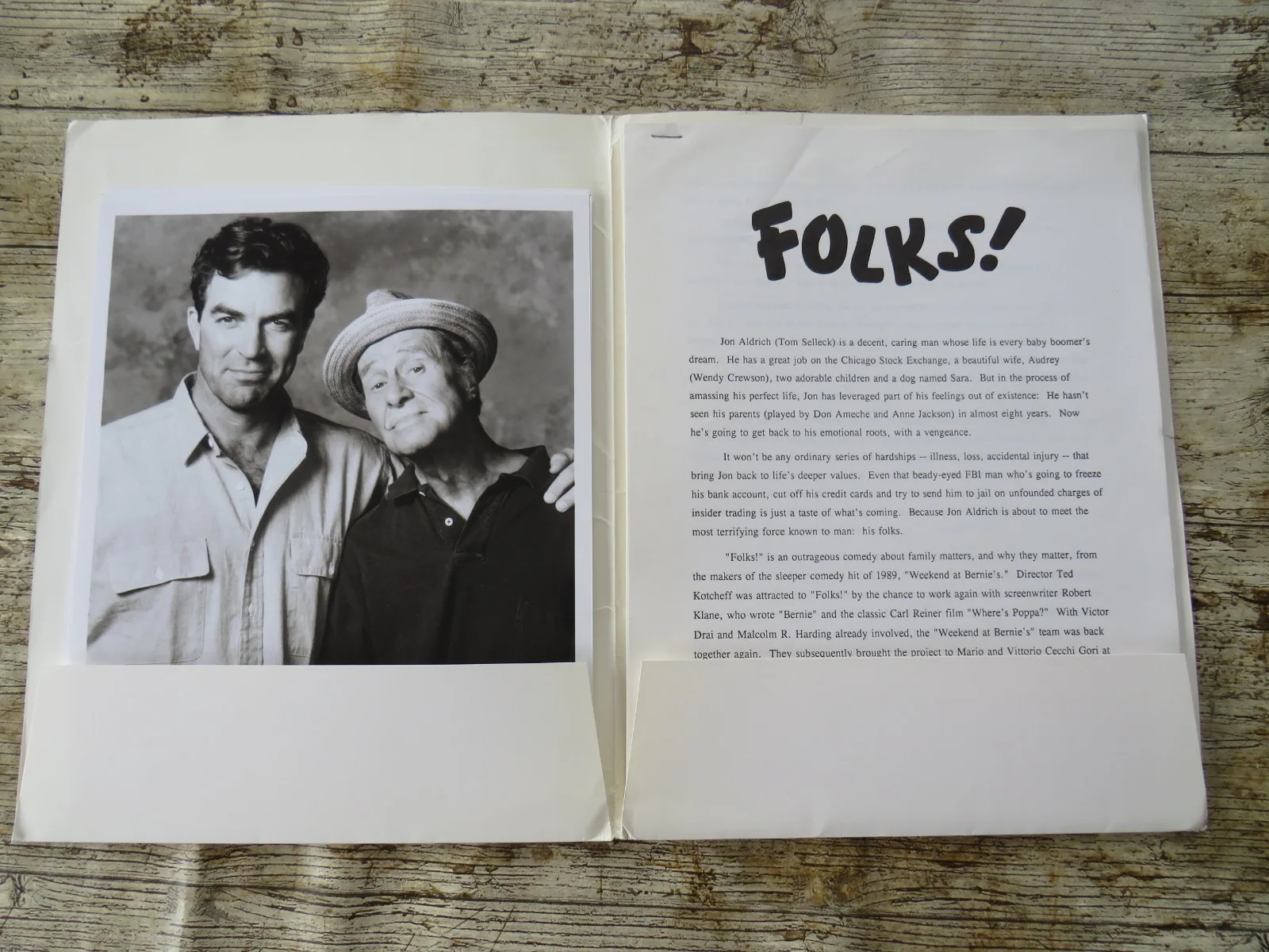 FOLKS ! ORIGINAL 1992 CINEMA MOVIE PRESS KIT Tom Selleck 6 PHOTOS / PROD INFO, изображение 2