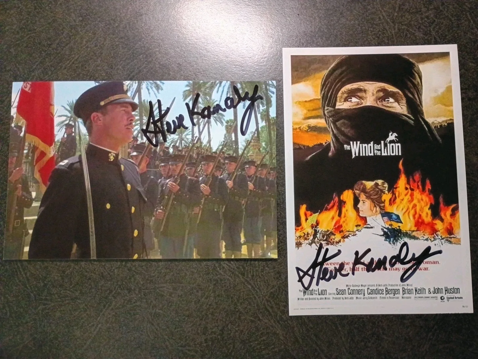STEVE KANALY As RAY KREBBS — STEVE KANALY As CAPT JEROME 2 Hand Signed Autograph Photo s -THE WIND & THE LION