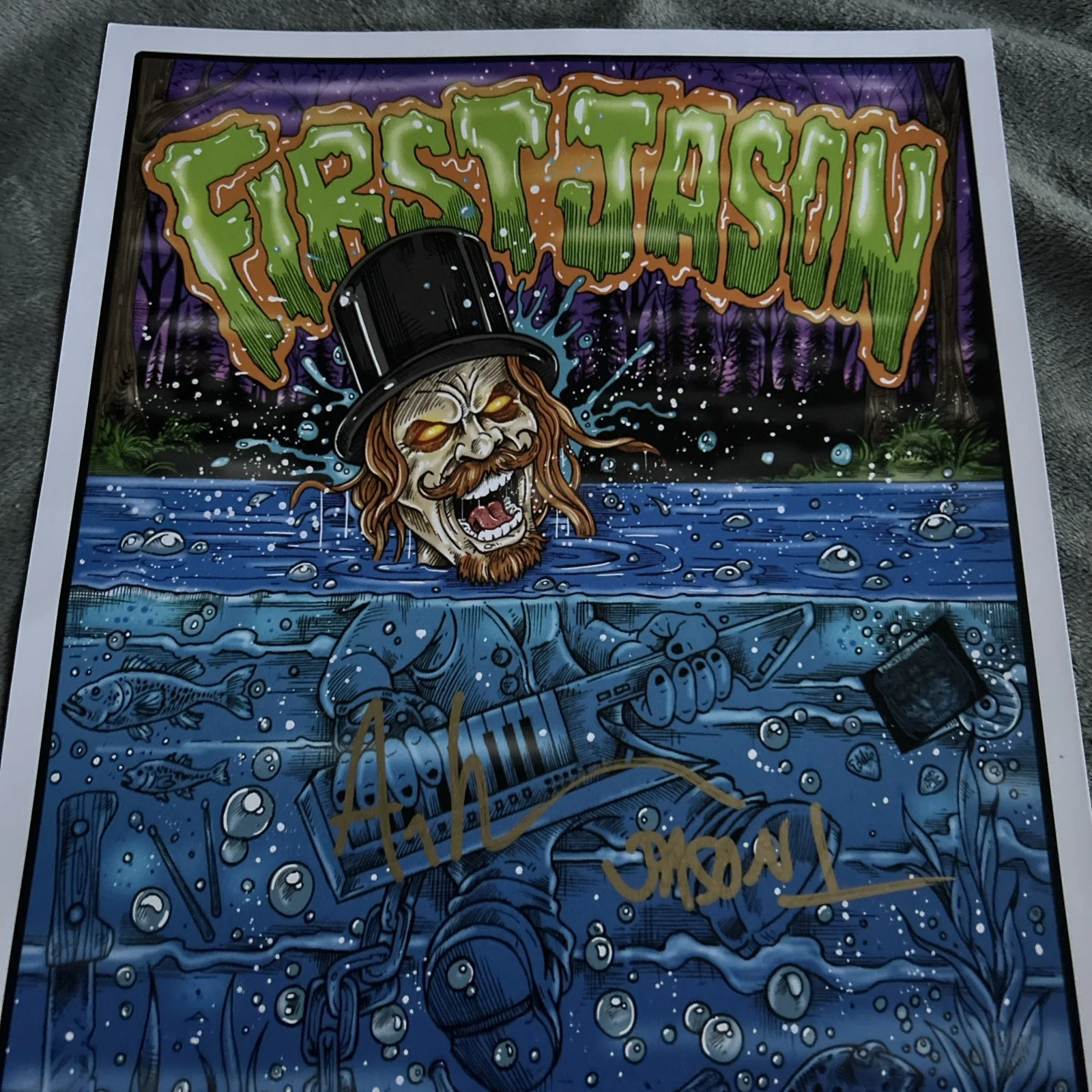 Ari Lehman — Artist Signed 24/25 Ari Lehman Signed 11x17 Poster “1st Jason” Prime Time COA, изображение 2