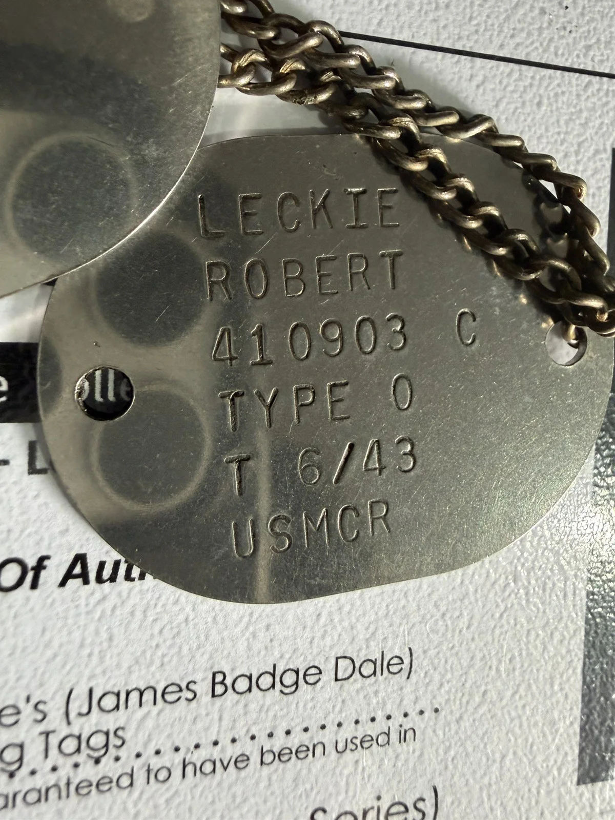 HBO The pacific Main Character Prop! LECKIE, image 2