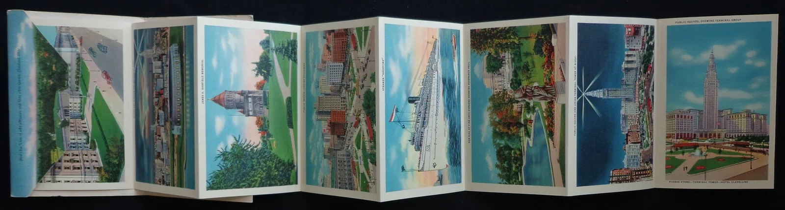 Vintage 1945 Greetings From Cleveland Ohio Postcard Foldout Souvenir Photos, изображение 3