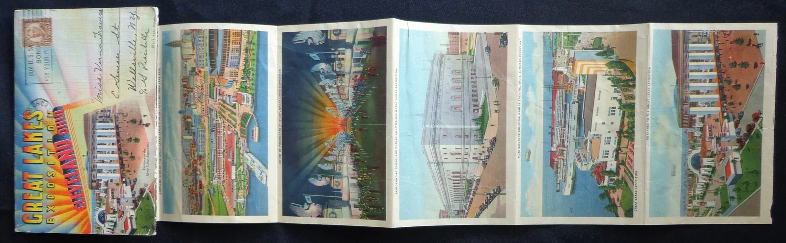 Vintage 1936 Great Lakes Exposition Cleveland Ohio Postcard Foldout Photos, image 4