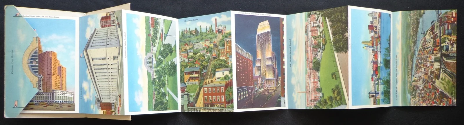 Vintage 1948 Souvenir Folder of Cincinnati Ohio Postcard Foldout Photos, image 3