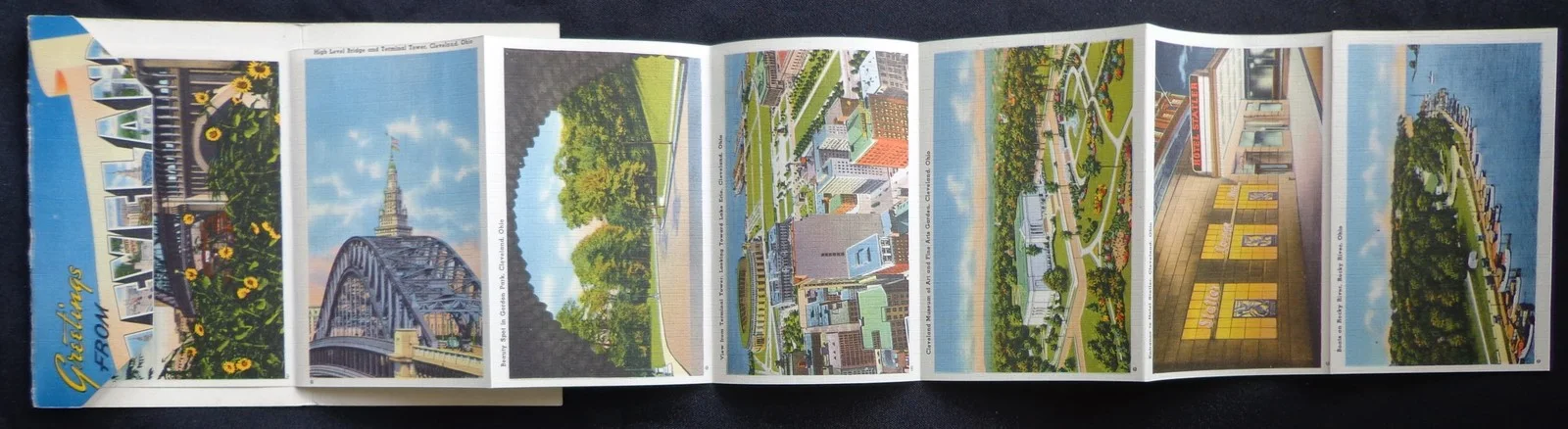 Vintage 1945 Greetings From Cleveland Ohio Postcard Foldout Souvenir Photos, image 3