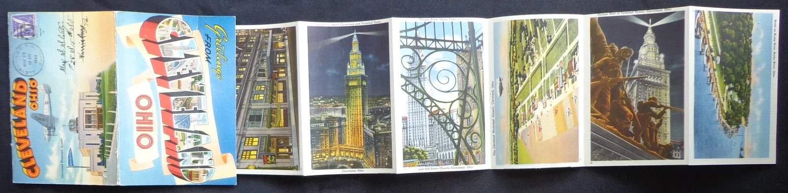 Vintage 1945 Greetings From Cleveland Ohio Postcard Foldout Souvenir Photos, image 4