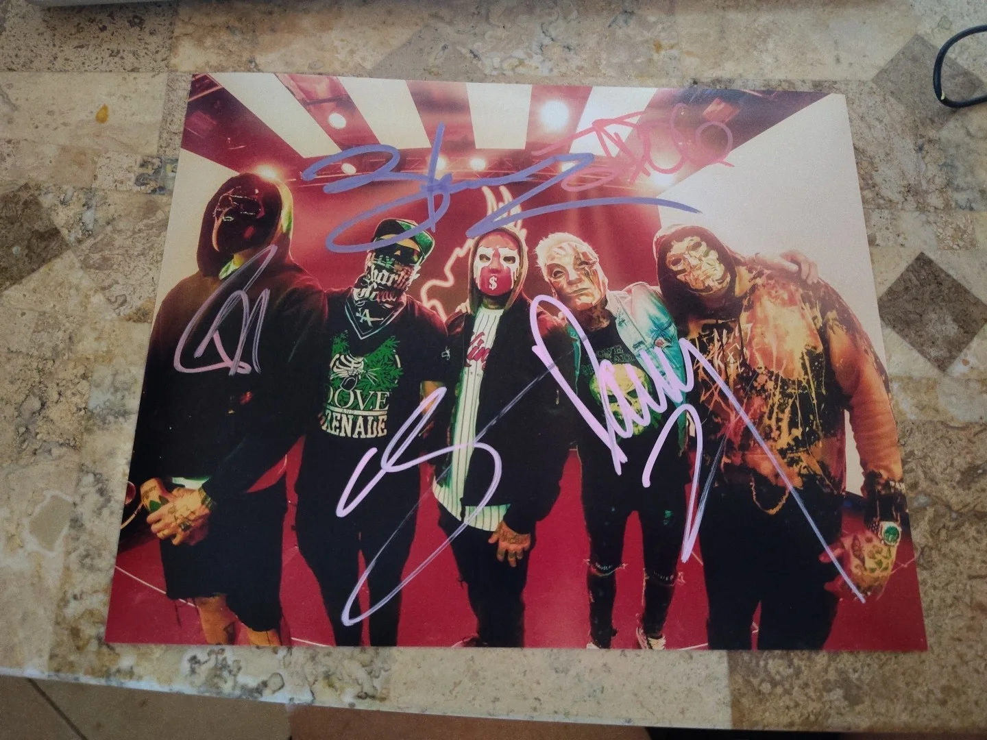 Hollywood Undead Signed 8x10 5 Members Rap Rock Iconic Pose, image 2