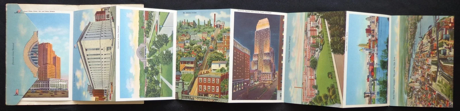 Vintage 1948 Souvenir Folder of Cincinnati Ohio Postcard Foldout Photos, image 3