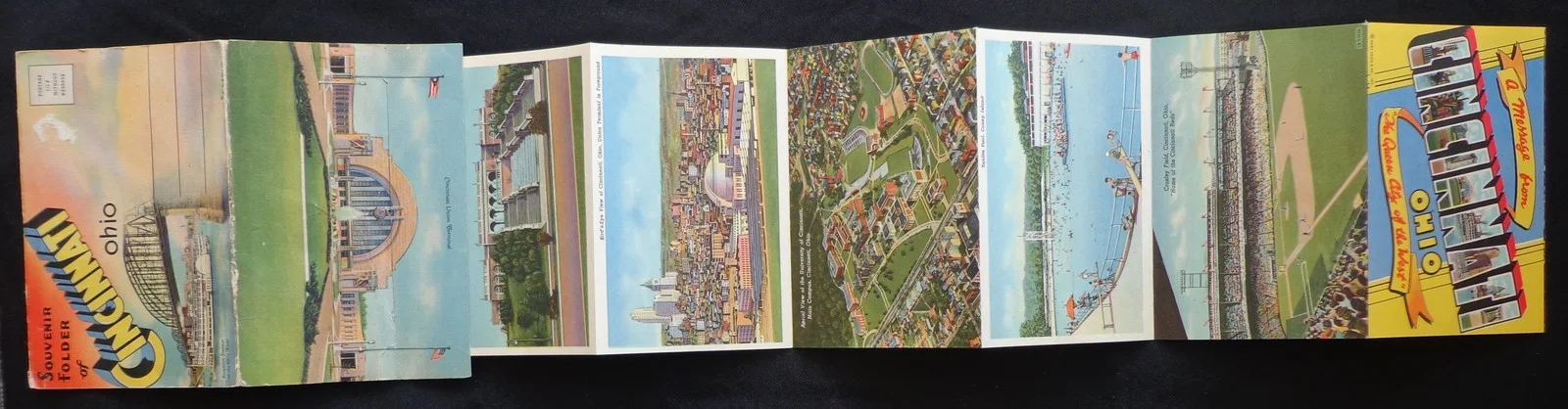 Vintage 1948 Souvenir Folder of Cincinnati Ohio Postcard Foldout Photos, image 4