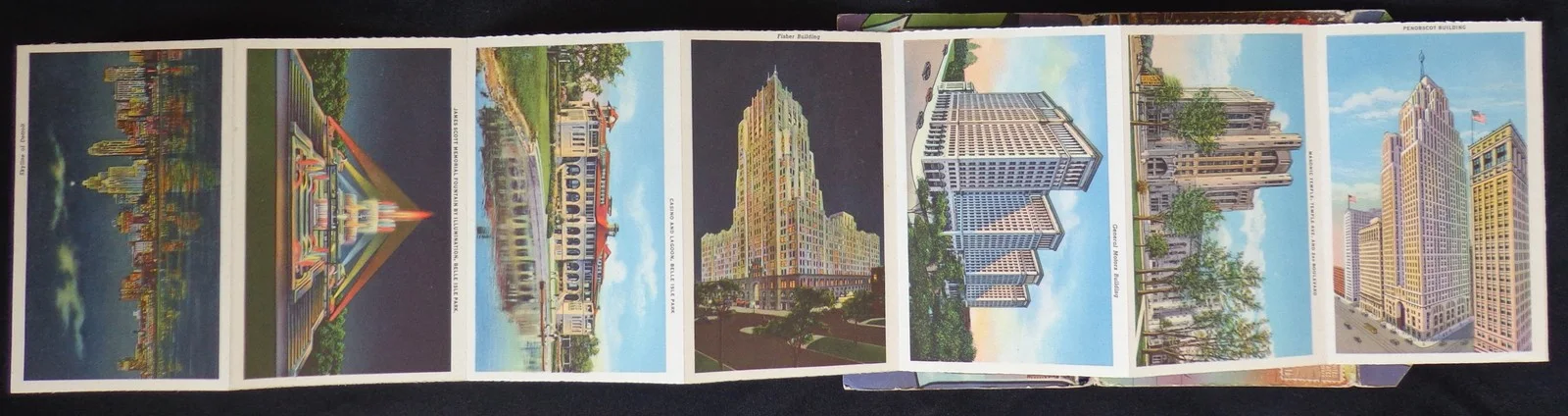 Vintage 1936 Greetings From Detroit Michigan Postcard Foldout Souvenir Photos, изображение 4