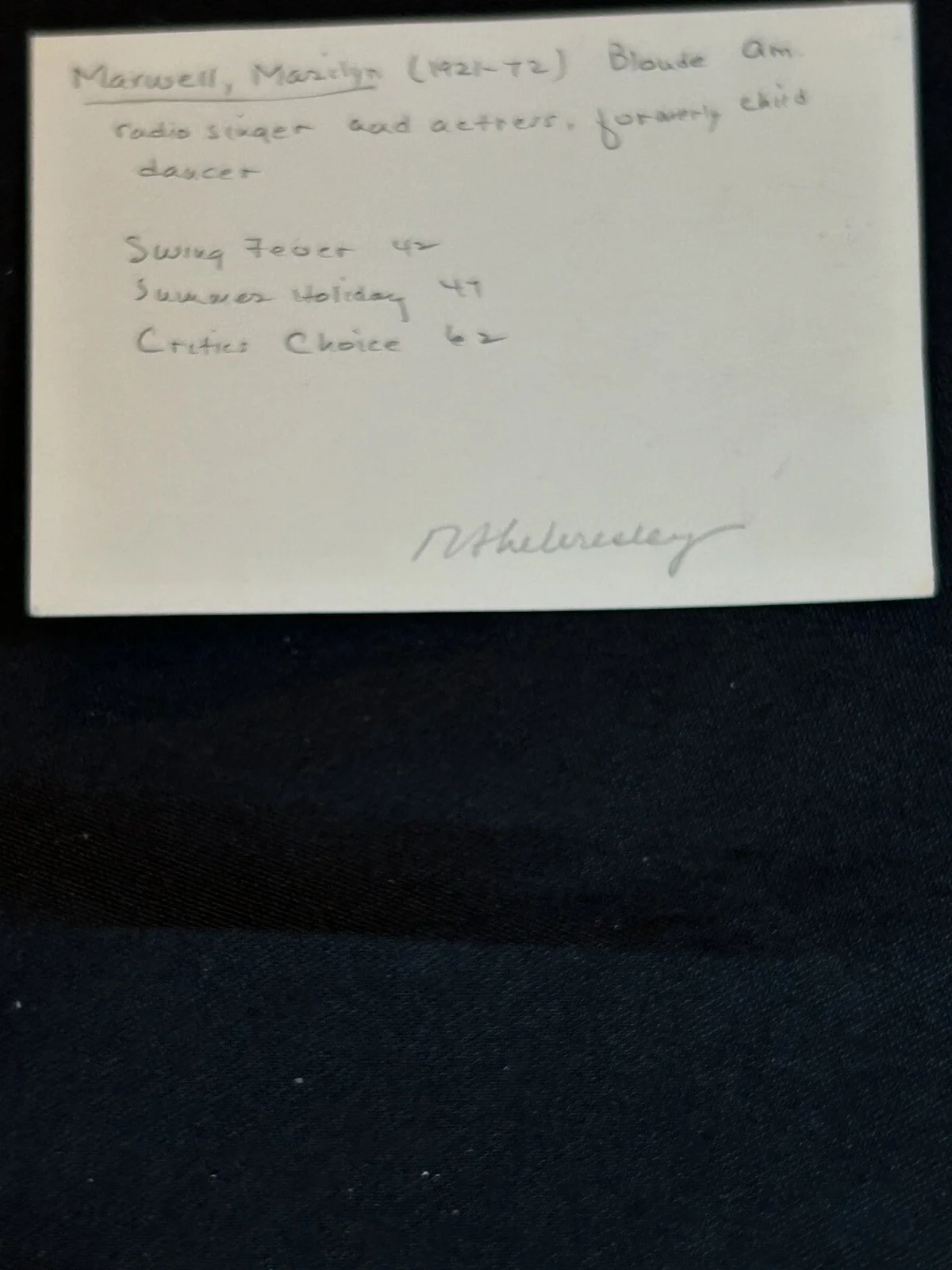 marilyn maxwell — Marilyn Maxwell Signed autograph Gunsmoke swing fever summer holiday critics, изображение 4