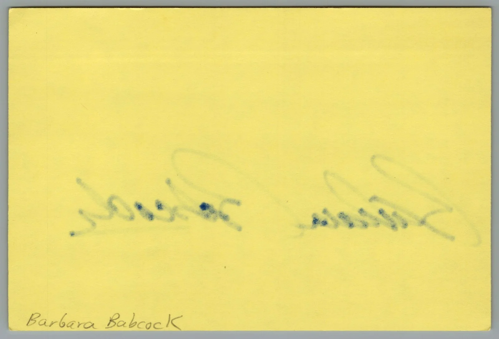 Barbara Babcock — Barbara Babcock Signed 4x6 Index Card Dr Quinn Medicine Woman Autographed, image 2